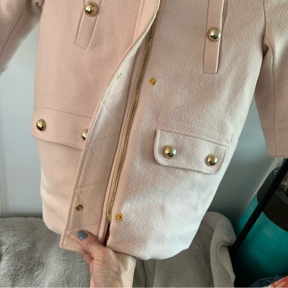 Chloé Virgin Wool Baby Pink Faux Fur Hooded Coat Girls Insulated Gold Chloe Cute - Picture 4 of 15